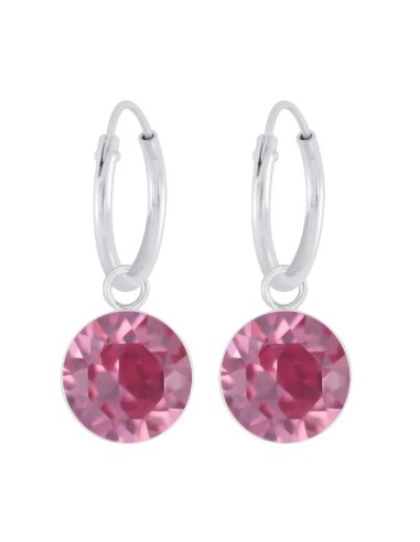 Boucles d'oreille créoles rose 12 mm bijou en argent