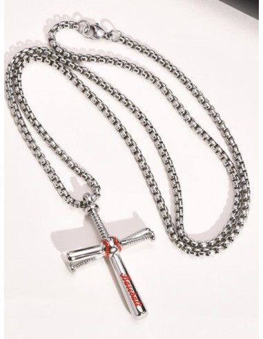 Pendentif collier croix bijou en acier