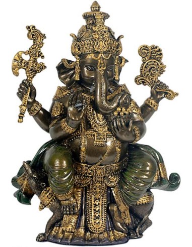 Statuette Ganesh en résine imitation bronze.