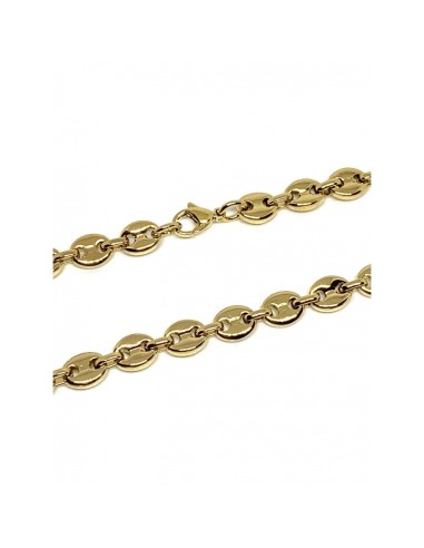 Chaîne Collier grain de café bijou acier doré 50 cm x 6 mm