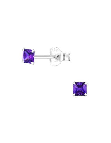 Boucles d'oreilles cristal violet 3 mm bijou en argent