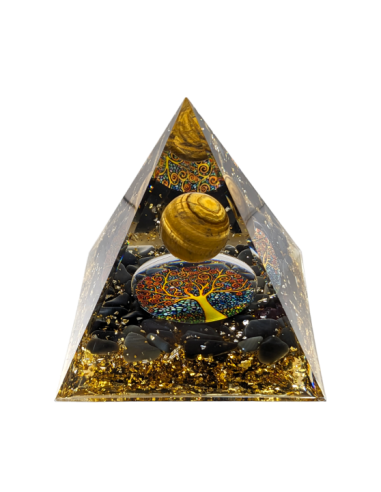 Pyramide arbre Orgonite œil de tigre