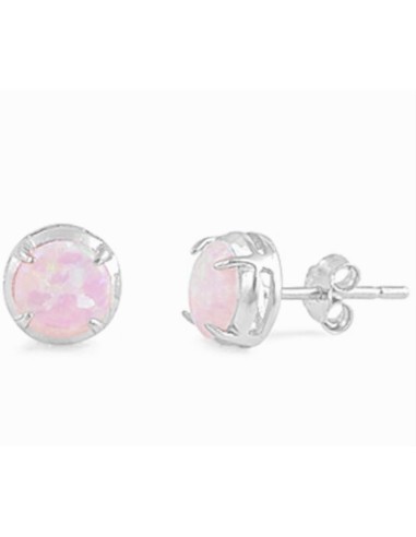 Boucles d'oreilles opale rose et argent