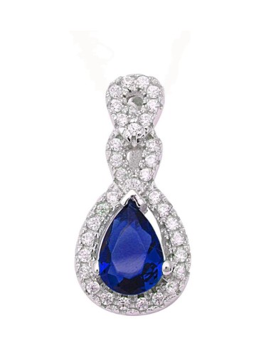 Pendentif zircone bleu saphir bijou en argent
