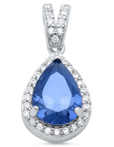 Pendentif zircone bleu saphir bijou en argent