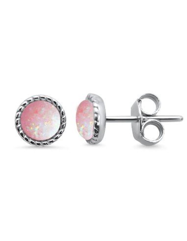 Boucles d'oreilles opale rose et argent