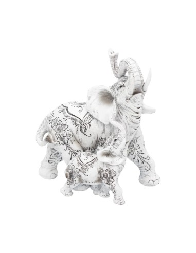 Figurines 2 éléphants blancs en 17 cm