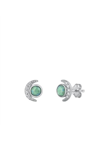 Boucles d'oreilles lunes turquoise et argent