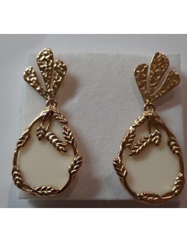 Boucles d'oreilles feuilles pendantes bijou en acier doré