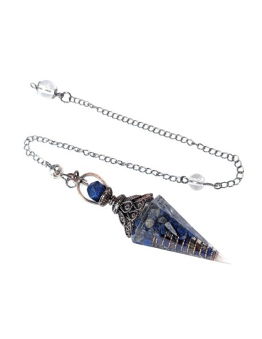 Pendule lapis lazuli orgonite pointe à facette divination