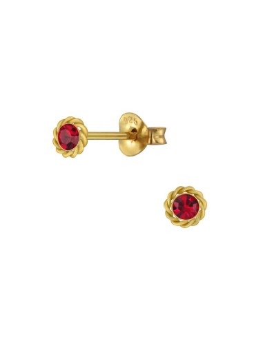 Boucles d'oreilles zircone rouge bijou en plaqué or