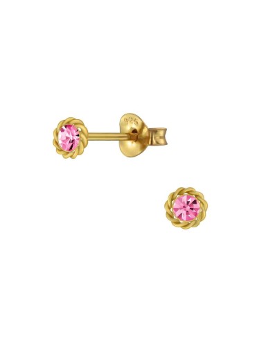 Boucles d'oreilles zircone rose bijou en plaqué or