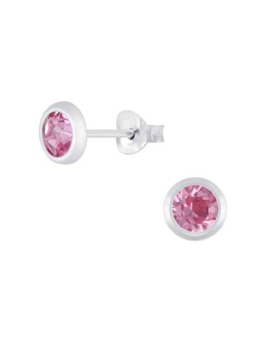 Boucles d'oreilles argent et cristal rose clair en 5 mm
