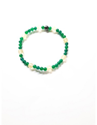 Bracelet citrine chauffée et jade vert bijou en pierres en 6 mm