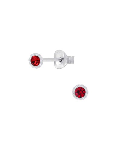 Boucles d'oreilles torsadées rouges 4 mm bijou en Argent