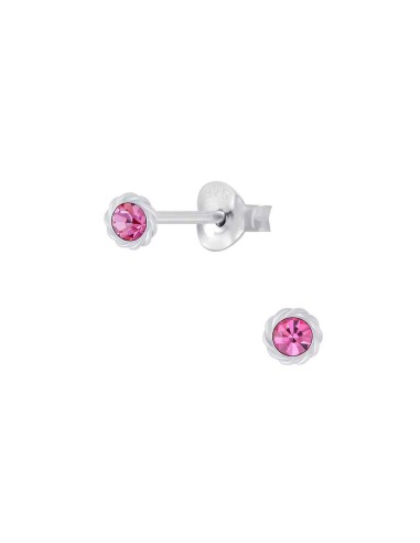 Boucles d'oreilles torsadées roses 4 mm bijou en Argent