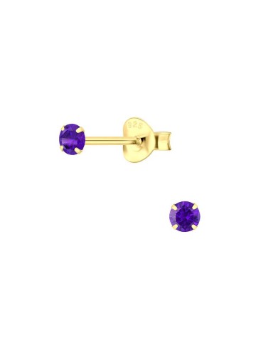 Boucles d'oreilles violet bijou en plaqué or 3 mm
