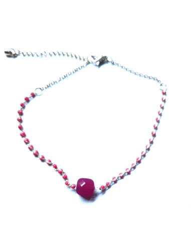 Bracelet rose mini perles bijou en acier