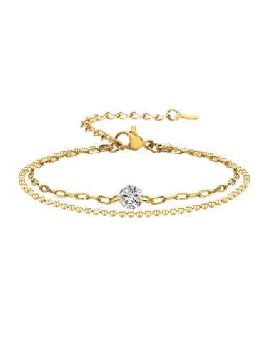 Bracelet double chaîne bijou en acier doré