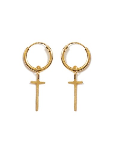 Créoles croix bijou en plaqué-or