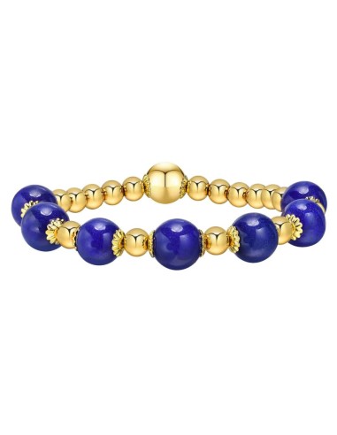 Bracelet en Lapis lazuli en 8 mm et acier doré