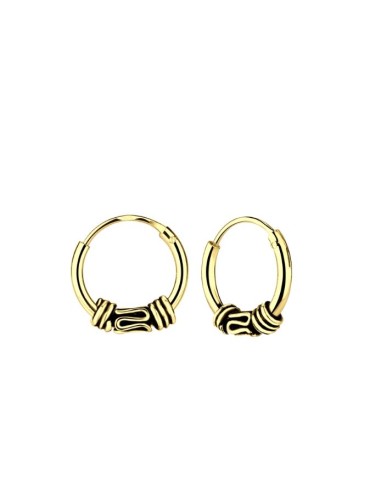Créoles style Bali de 10 mm x 1.2 mm en plaqué Or 750/000