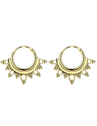 Créoles ethnique 10 mm x 1.2 mm en plaqué or