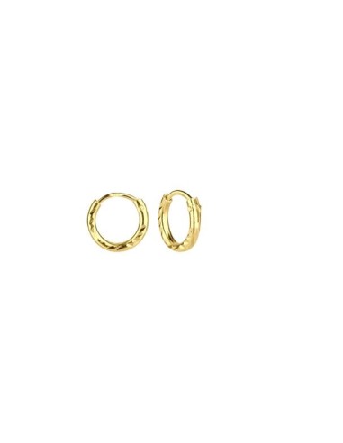 Créoles ciselées 6 mm bijou en plaqué or 585/000