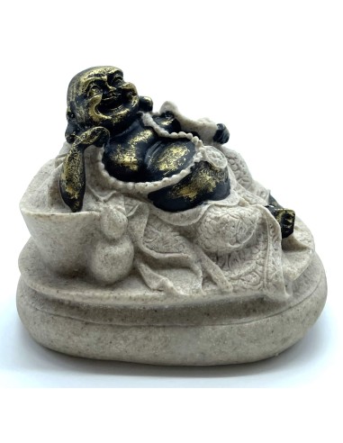 Figurine déco Bouddha rieur gris