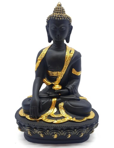 Statuette figurine bouddha noir Thaï en méditation