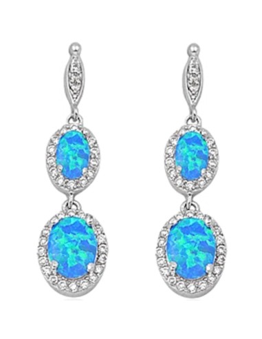 Boucles d'oreilles opales bleues chauffées en argent