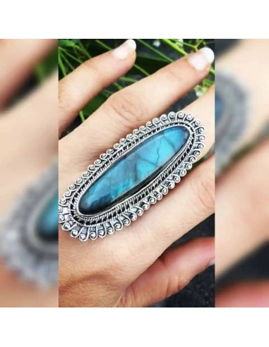 Bague Labradorite véritable bijou en argent xxl