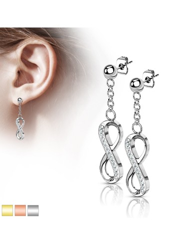 Boucles d'oreilles infini pendantes bijou en acier