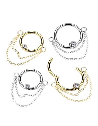 Piercing anneau articulé chaînes 1.2 mm x 8 mm