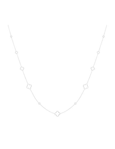 Collier sautoir fleurs en acier