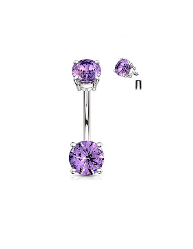 Piercing nombril cristal violet