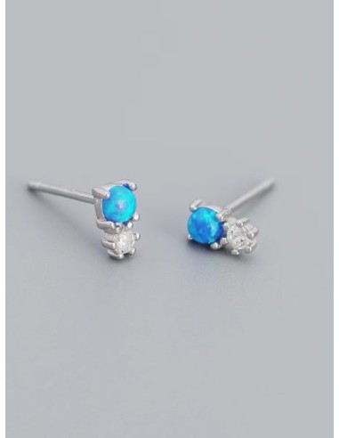 Boucles d'oreilles opales bleues chauffées en argent