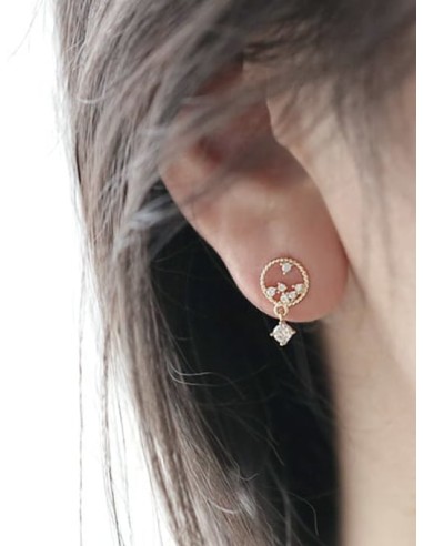 Boucles d'oreilles zircones pendant bijou en plaqué or