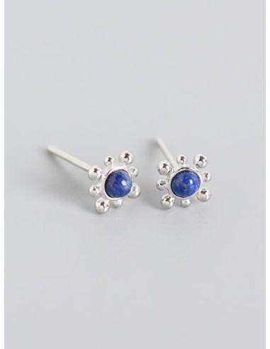 Boucles d'oreilles bleues bijou en argent