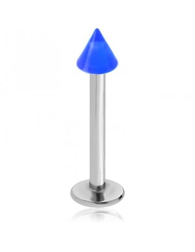 piercing labret pointe bleu 3.3 mm modèle Almos