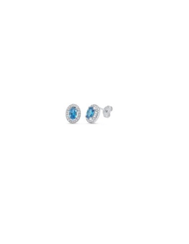 Boucles d'oreilles zircone bleu bijou en argent