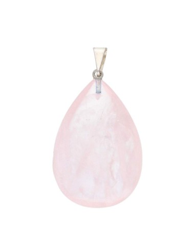 Pendentif ovale bijou en quartz rose