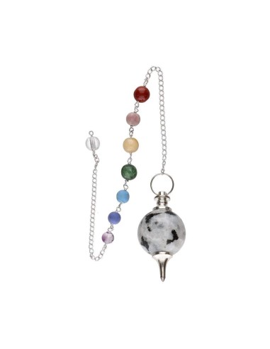 Pendule divination pierre de Lune sphère et chakras