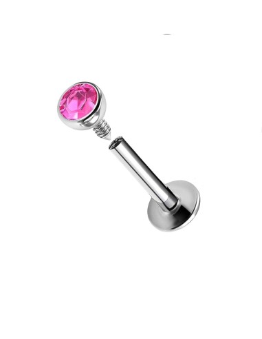 Piercing labret acier rose filetage 1.2 mm x 8 mm x 2 mm