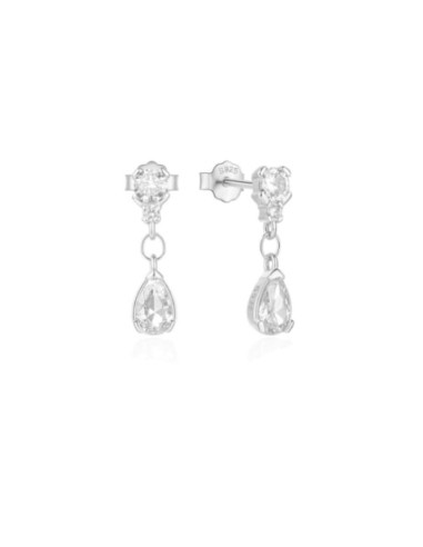 Boucles d'oreilles pendantes en argent et zircones