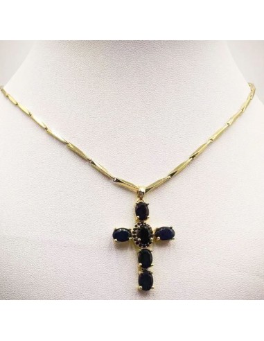 Collier Pendentif croix noire en acier