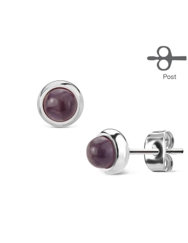 Boucles d'oreilles Acier et pierres 8 mm
