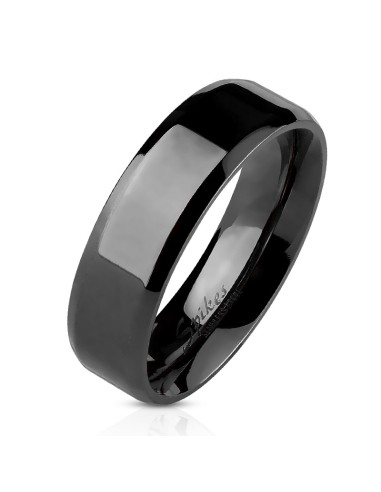 Bague alliance anneau noir en 6 mm