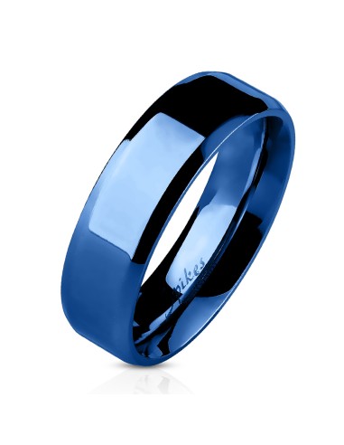 Bague anneau bleu bijou en acier