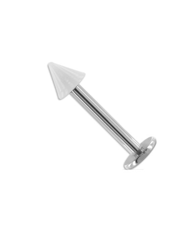 Piercing labret pointe blanche 1.2 mm x 8 mm x 3.8 mm